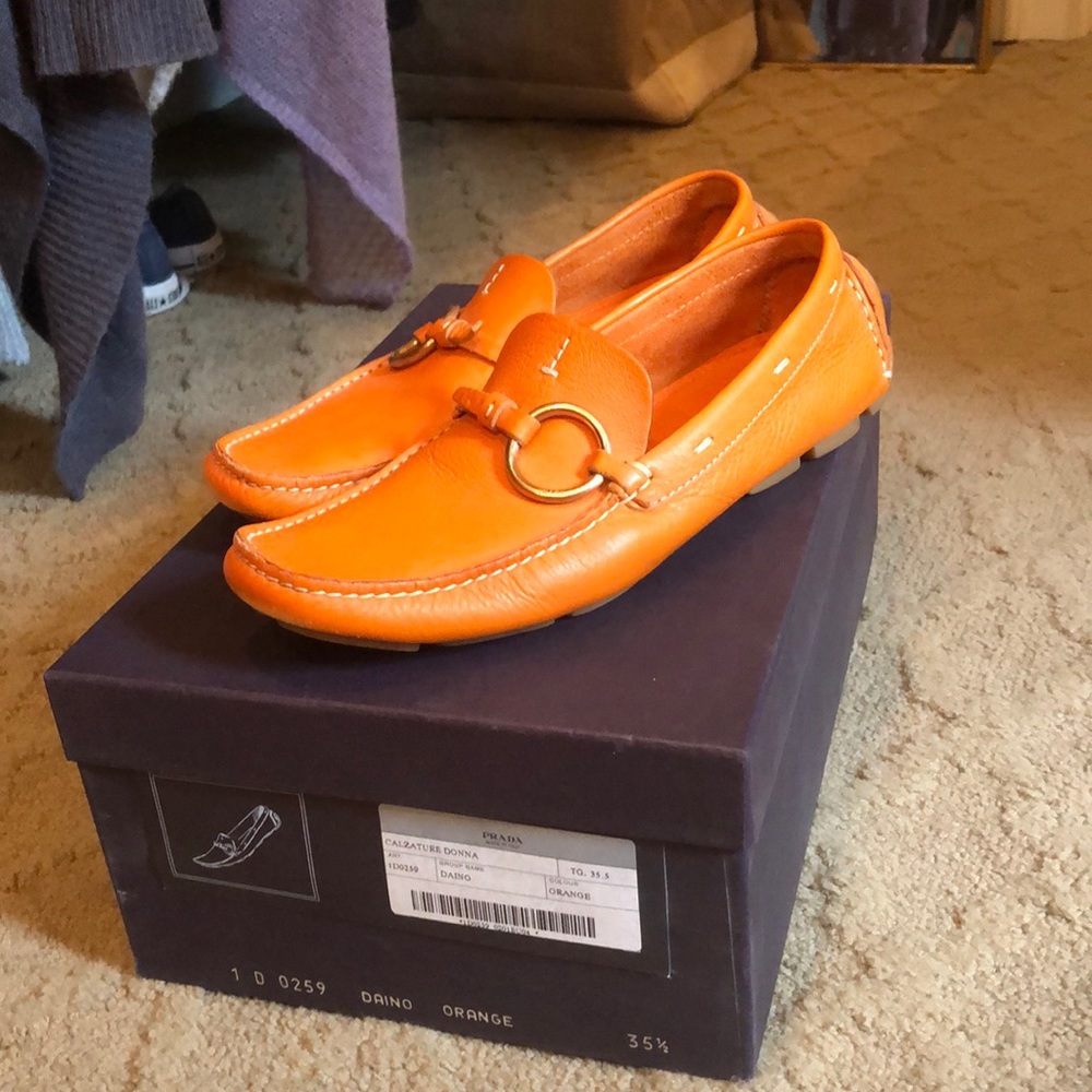 Prada driving mocs in box/authenticity card.